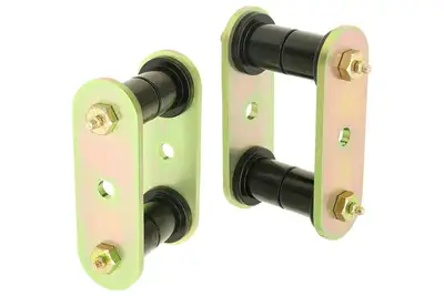Rock Jock HD Leaf Spring Shackles 87-95 Wrangler YJ Rear Includes Urethane Bushings HD Greasable Bolts Pair RockJock 4x4