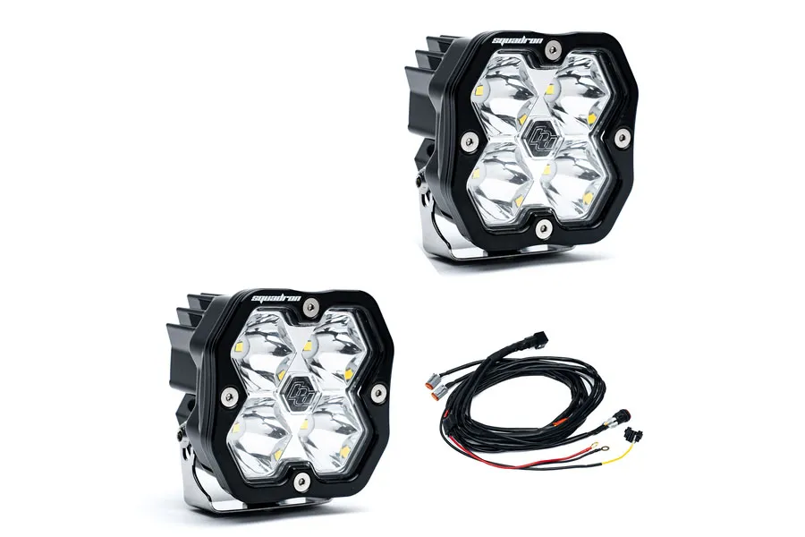Squadron 2.0 Sport Black LED Auxiliary Light Pod Pair Universal Clear Spot Baja Designs product image