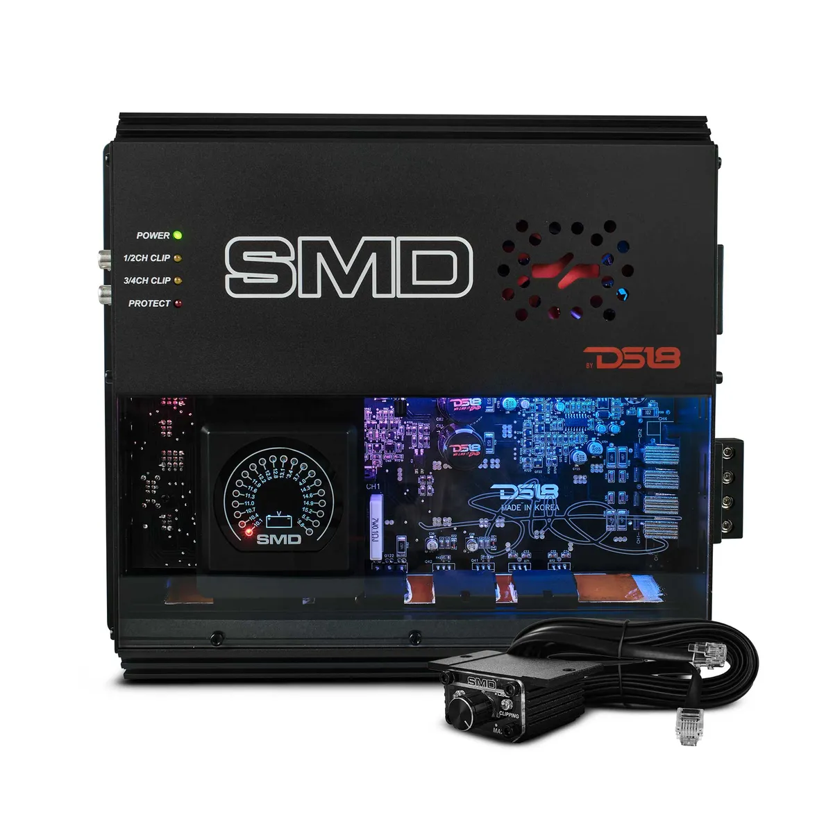 DS18 4-Channel | Class A|B | 2 x 400 @ 4Ω Bridge | 4 x 200 @ 2Ω | 4 x 150 @ 4Ω Watts RMS | VM-1 Voltmeter Built-in | Digital LED Lights