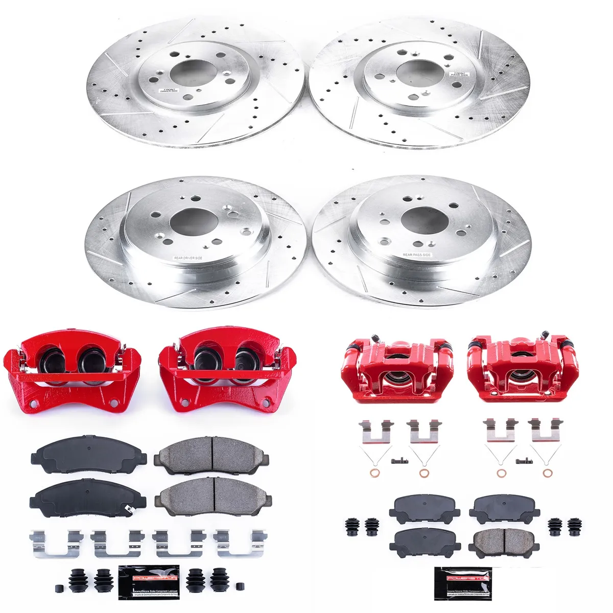 Z23 Evolution Sport Upgrade Kit: Drilled/Slotted Rotors; Carbon-Fiber Ceramic Pads; Powder Coated Calipers product image