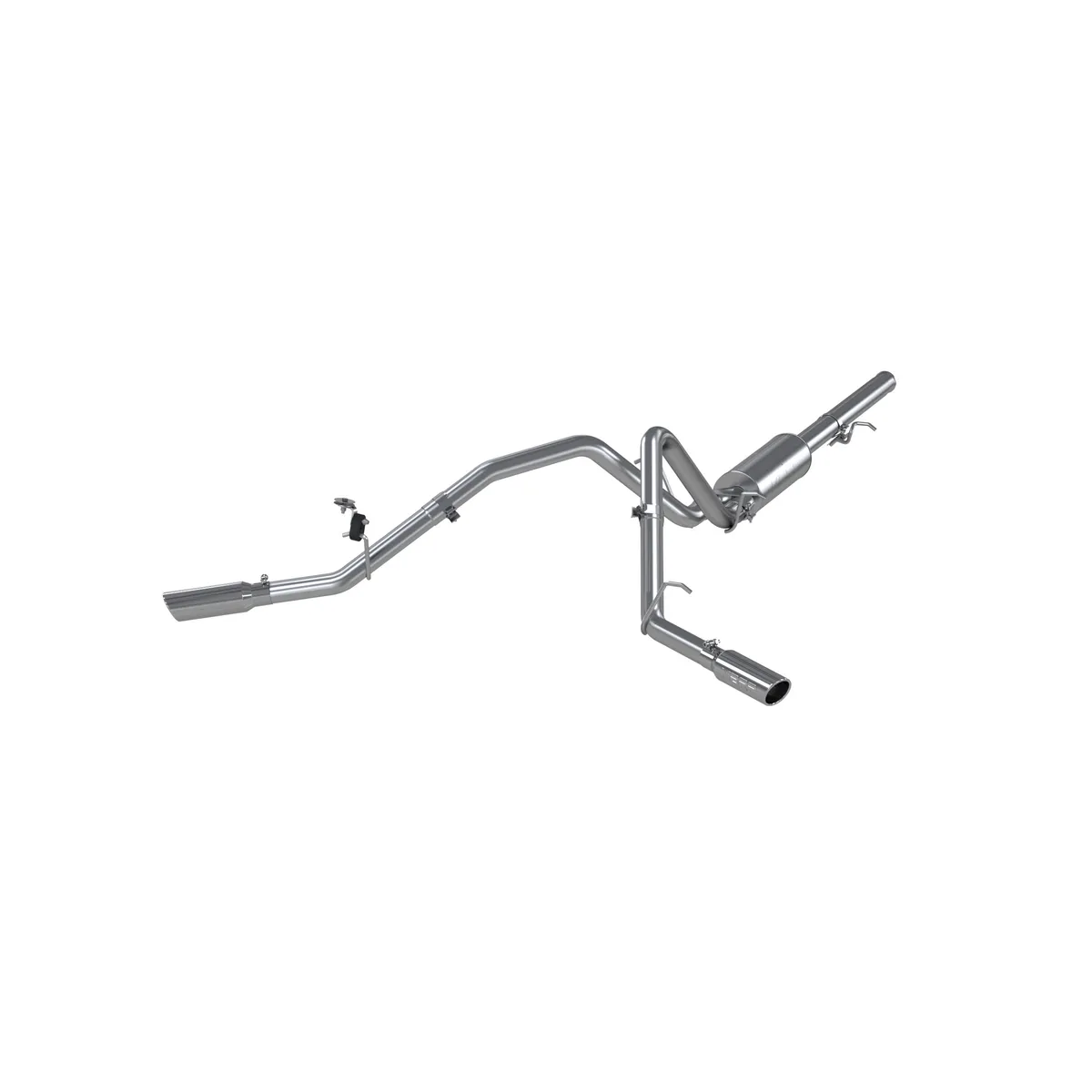 Armor Lite Cat Back Exhaust System; 2.5 in.; Incl. Ext. Pipe/Muffler/Over Axle Pipes/Tailpipes/Hardware/3.5 in. OD Tip; Dual Split Side Exit; Aluminized; product image