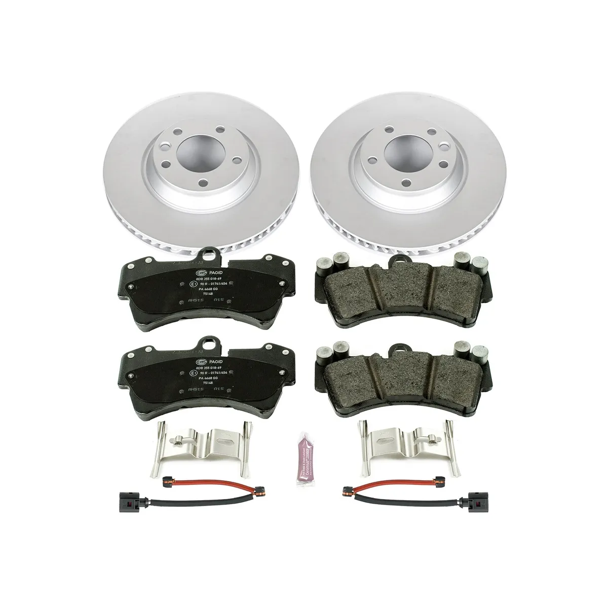 Euro-Stop Kit: Genuine Geomet Fully Coated Rotors; Ece-R90 Certified Pads W/Hardware; Pad Sensors product image