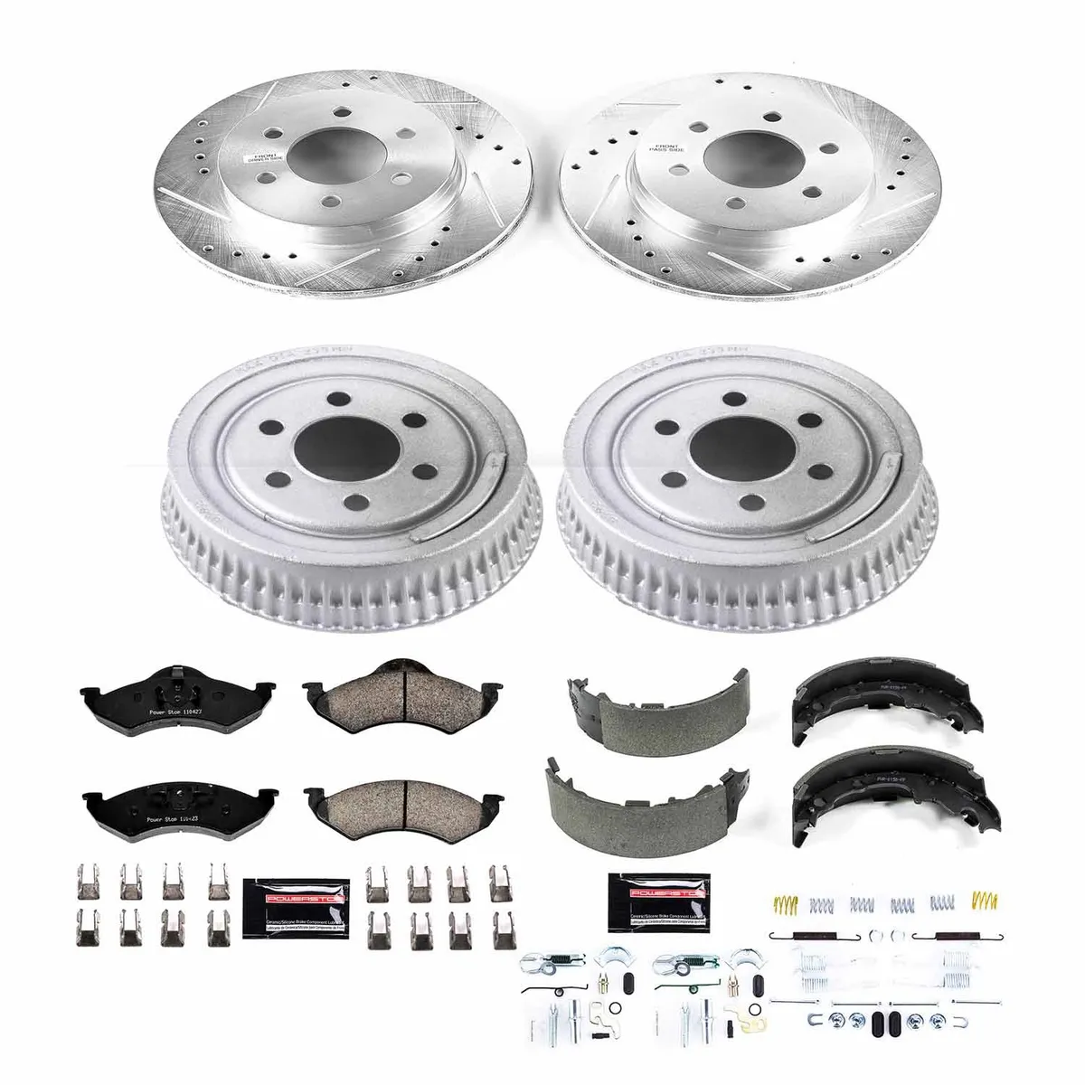Z23 Evolution Sport Upgrade Kit: Drilled/Slotted Rotors; Carbon-Fiber Ceramic Pads W/Hardware; Coated Drums; Shoes W/Hold Down And Adjuster Kit product image