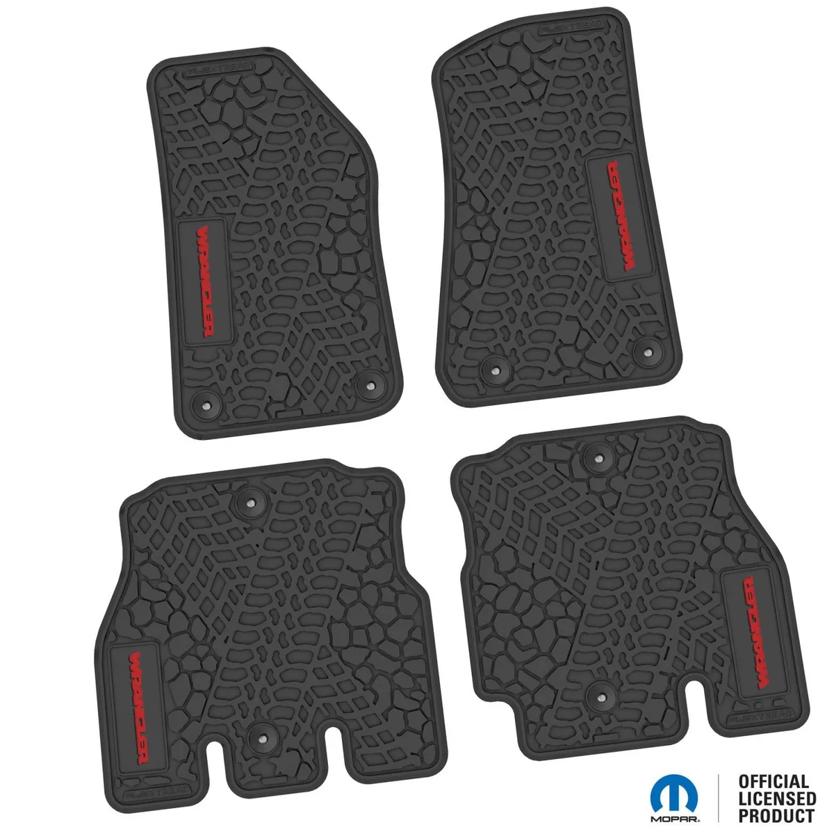 18-24 Jeep JLU 4 Dr Front and Rear -Tire Tread/Scorched Earth Scene w/ Wrangler Insert - Black w/ Red Insert product image