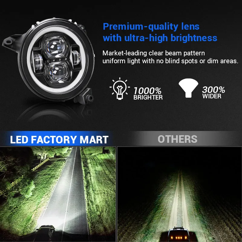 "9"" Jeep JL JT LED Halo Headlights with Turn Signals for 2018-2026 Wrangler & Gladiator" product image