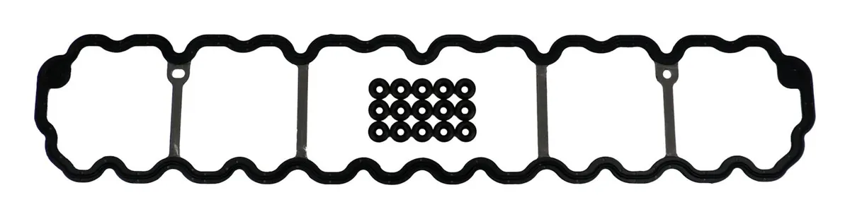 Valve Cover Gasket Kit; Rubber; Steel; Black; Incl. Valve Cover Gasket and 15 Grommets; Required;Use Existing Hardware; product image