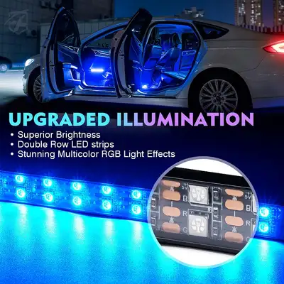 Xprite Xprite 4PC Celestial Series Double Row RGB LED Interior Car Light Set - Bluetooth and Remote Control