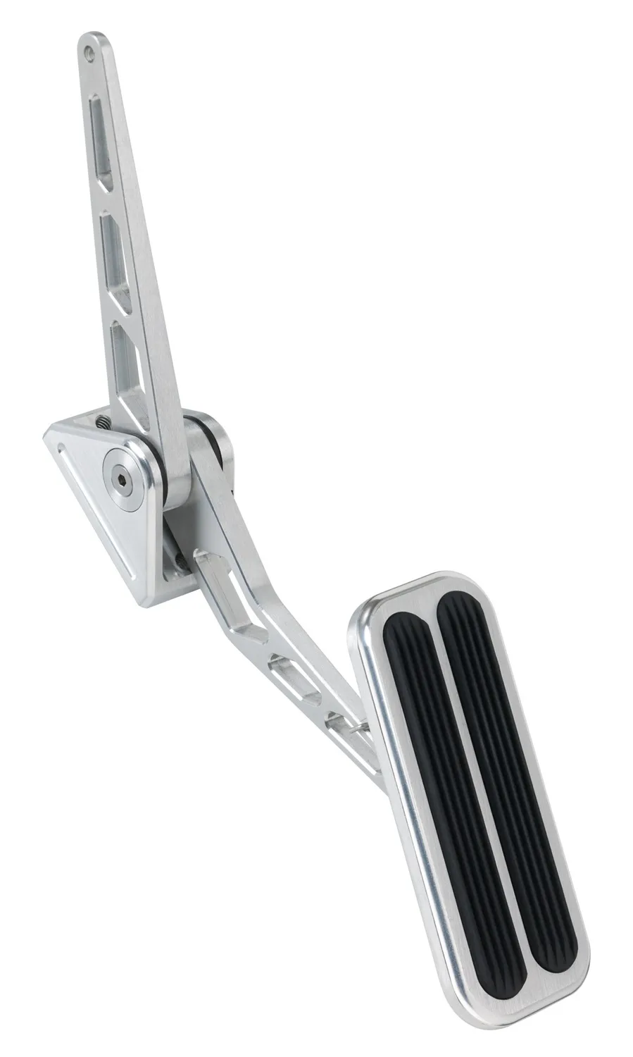 Throttle Pedal Assembly; Brushed; Competitor Series; w/Rubber Insert; Center Mount; Large Dia. .75 in. x 48 Tooth Fine Spline Steel Insert; Billet Aluminum; product image