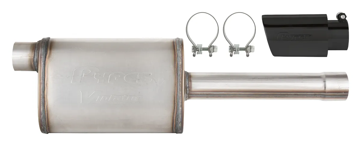 19-25 Silverado / Sierra 1500 4.8L/5.3L Single Exit Tunes & Tip Muffler Replacement Exhaust Kit Violator Muffler Black Tip SGT32VB PYPES product image