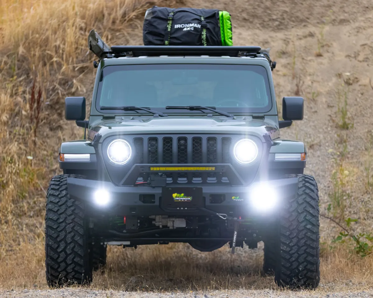 0718 Wrangler Raid Full Length Front Bumper Kit 40w Spot Amber Lights product image