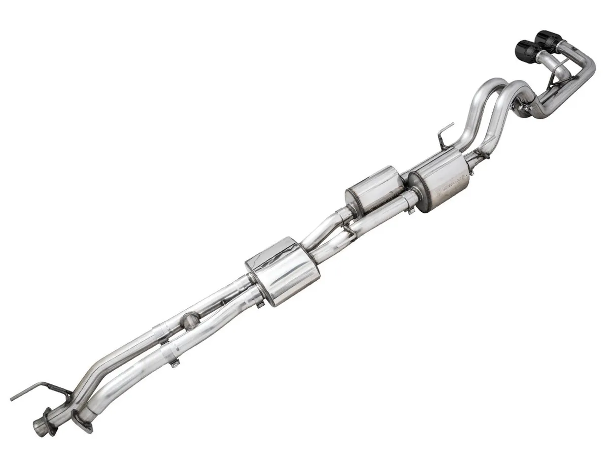 AWE 0FG Exhaust with BashGuard for 3rd Gen Tacoma - Dual Diamond Black Tips product image