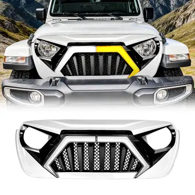 AMERICAN MODIFIED Goliath Grille W/ LED DRL and Turn Signals - White & Black For 18+ Jeep Wrangler JL & Gladiator JT | In Stock On Apr 30