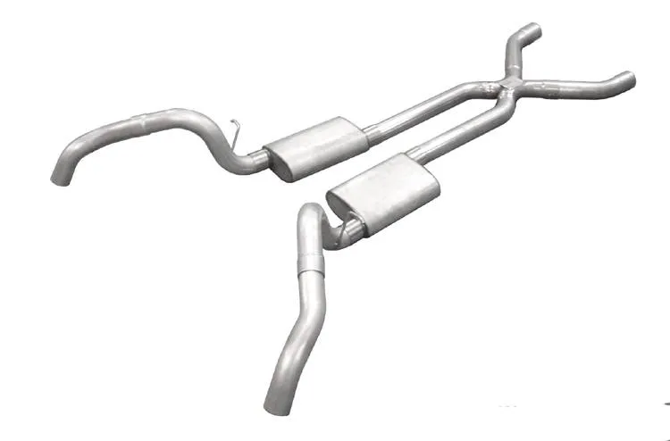 Crossmember Back w X-Pipe Exhaust System 67-69 Split Rear Dual Exit 2.5 in Intermediate Pipe And Tailpipe Turbo Pro Mufflers Hardware Incl Tip Not Incl Pypes Exhaust product image