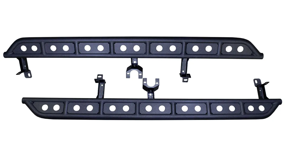 Fishbone Offroad 20c Gladiator Step Sliders Black Textured Powder Coat 0.120in Steel