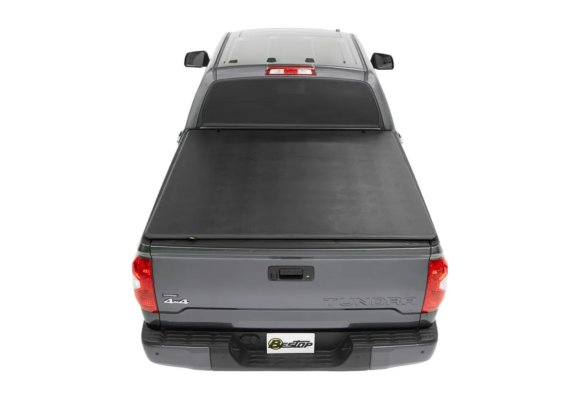 Soft Tri-Fold Tonneau Cover EZ-Fold For Toyota 2007-2024 Tundra 5.5 Foot Black Tailgate Spoiler Not Included Bestop product image