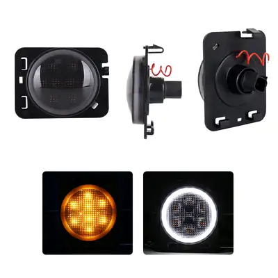 Race Sport 0617 Wrangler JK Side Fender Amber LED Light Kit W/White Halo