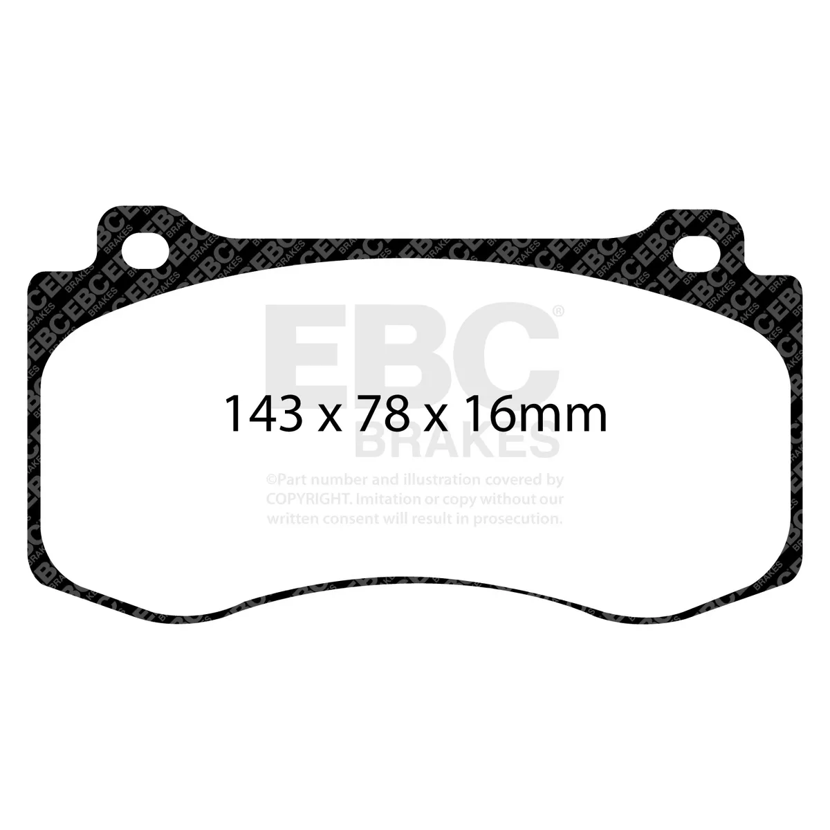 6000 Series Greenstuff Truck/SUV Brakes Disc Pads; FMSI Pad No. D1149; Vented; 360mm Dia.; 53mm Height; 33mm Thick; 72mm Center Hole Dia.; Pad Dimensions: 143 x 78 x 16mm; product image