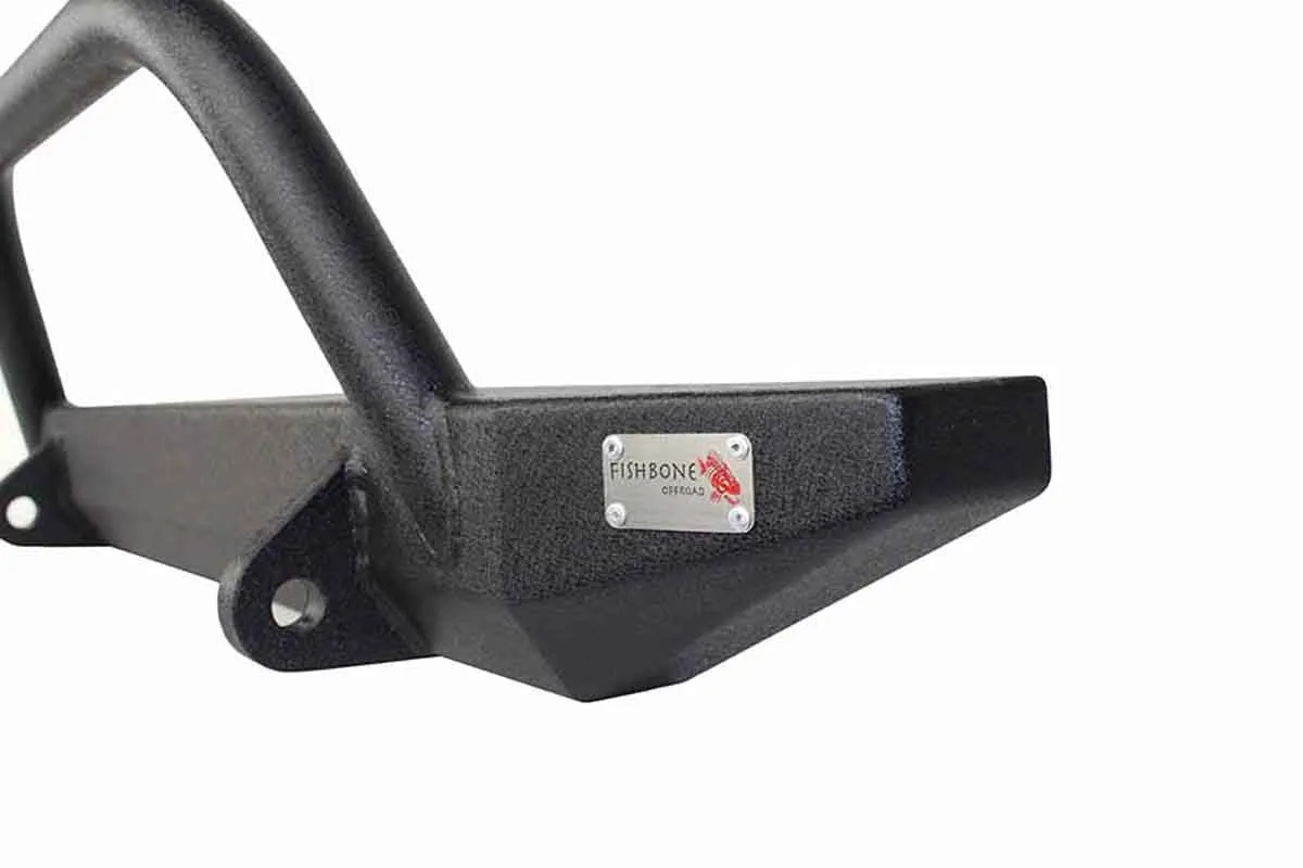 Jeep TJ Front Bumper W/Winch Guard 97-06 Wrangler TJ Rubicon and Unlimited Steel Black Textured Powdercoat Piranha Series Fishbone Offroad product image