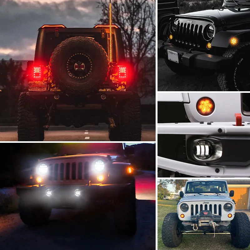 "Jeep JK 7"" Headlights, 4"" Fog Lamps, Front Turn Signals, Fender Turn Signals & Taillights" product image