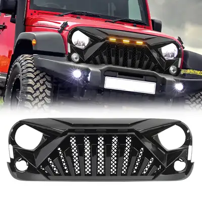 AMERICAN MODIFIED American Modified Amjpaa00129 Goliath Grille With LED Amber Lights - Glossy Black