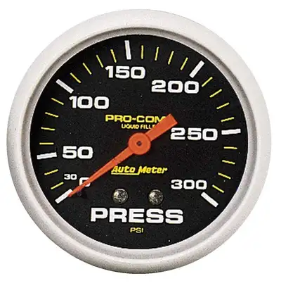AutoMeter Gauge, Pressure, 2 5/8", 300psi, Liquid Filled Mech, Pro-Comp