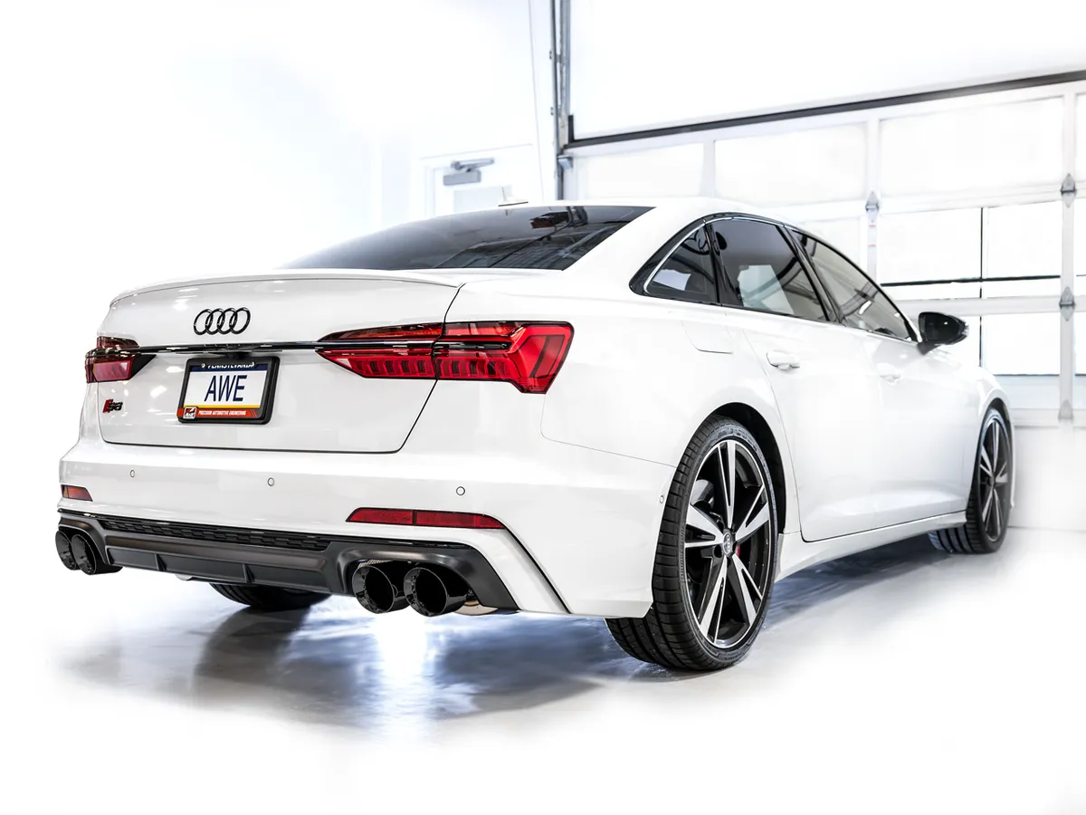 AWE Track Edition Exhaust for Audi C8 S6/S7 - Diamond Black Tips product image