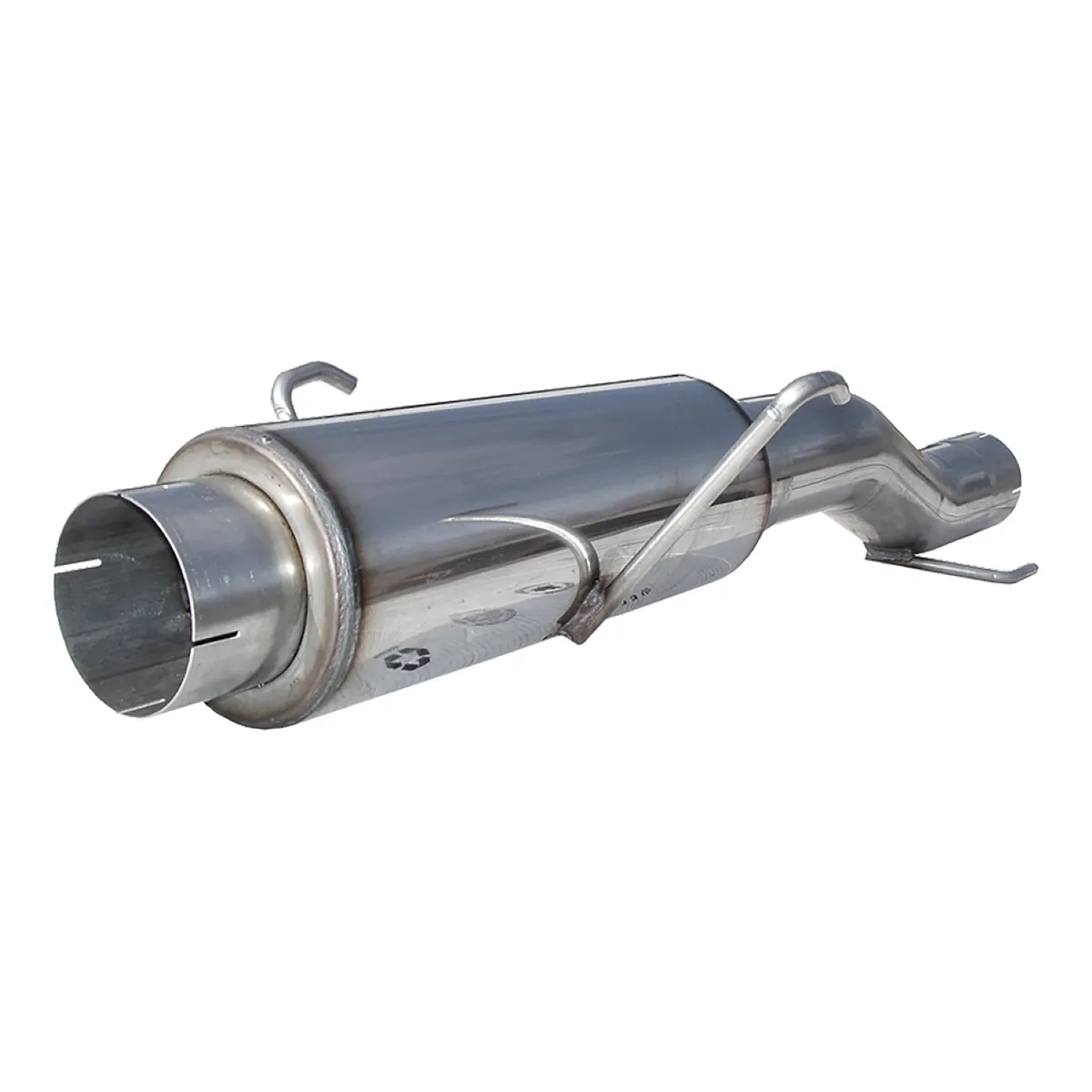 Armor Plus High Flow Muffler Assembly; 4.5 in.; Fits To Stock Only; Incl. 4.5 in. Tip; T409 Stainless Steel; 4.5 in. Outlet Diameter Tip; product image
