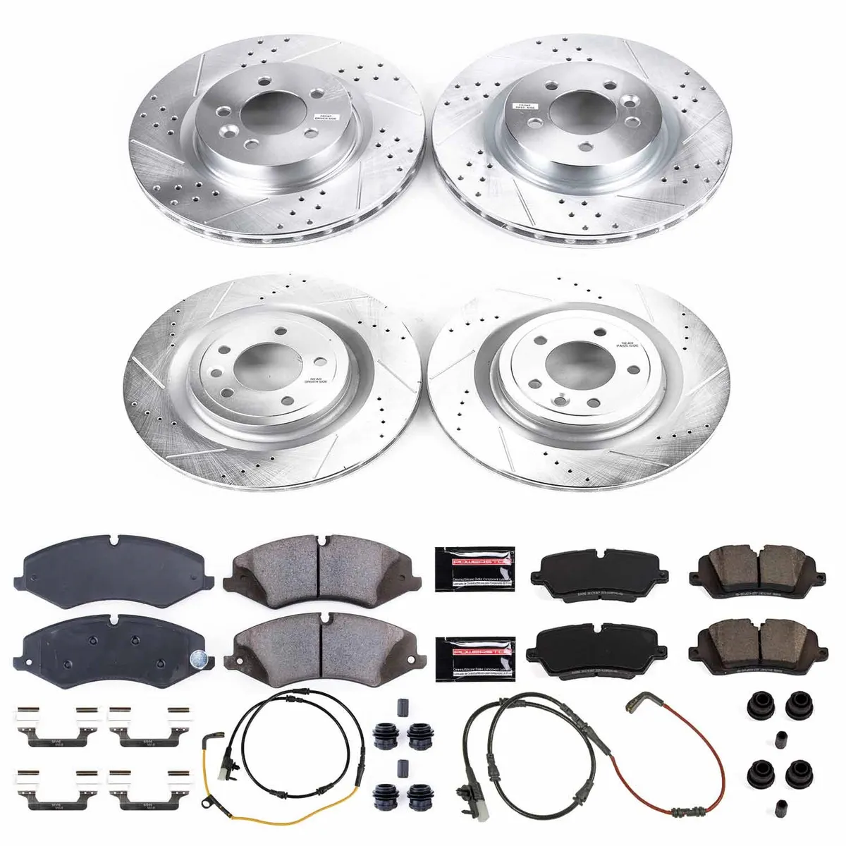 Z23 Evolution Sport Upgrade Kit: Drilled/Slotted Rotors; Carbon-Fiber Ceramic Pads W/Hardware; Pad Sensors product image