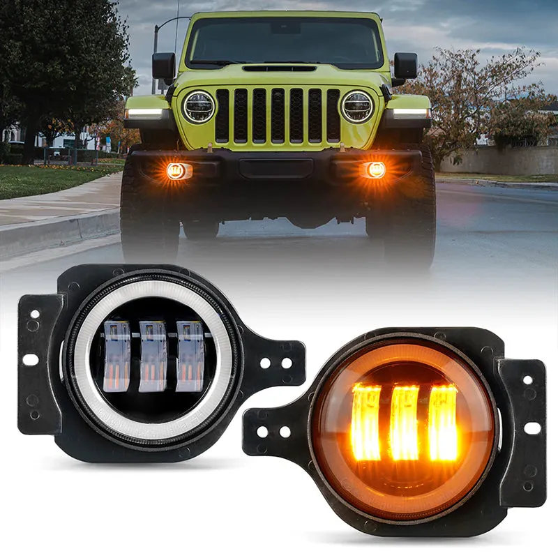"4"" LED Fog Lights with Amber Color for Jeep Wrangler JL Jeep Gladiator JT 2018-Later" product image