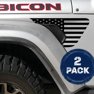 Under The Sun Inserts Black & Clear Vinyl American Flag 2pc Vinyl Fender Decal