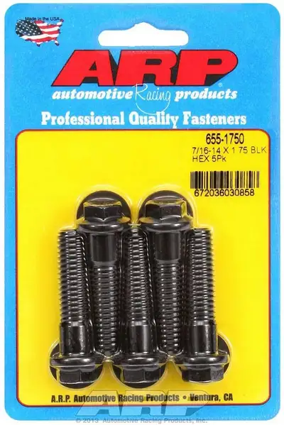 ARP Auto Racing 7/1614 x 1.750 Hex 1/2 Wrenching Black Oxide Bolts