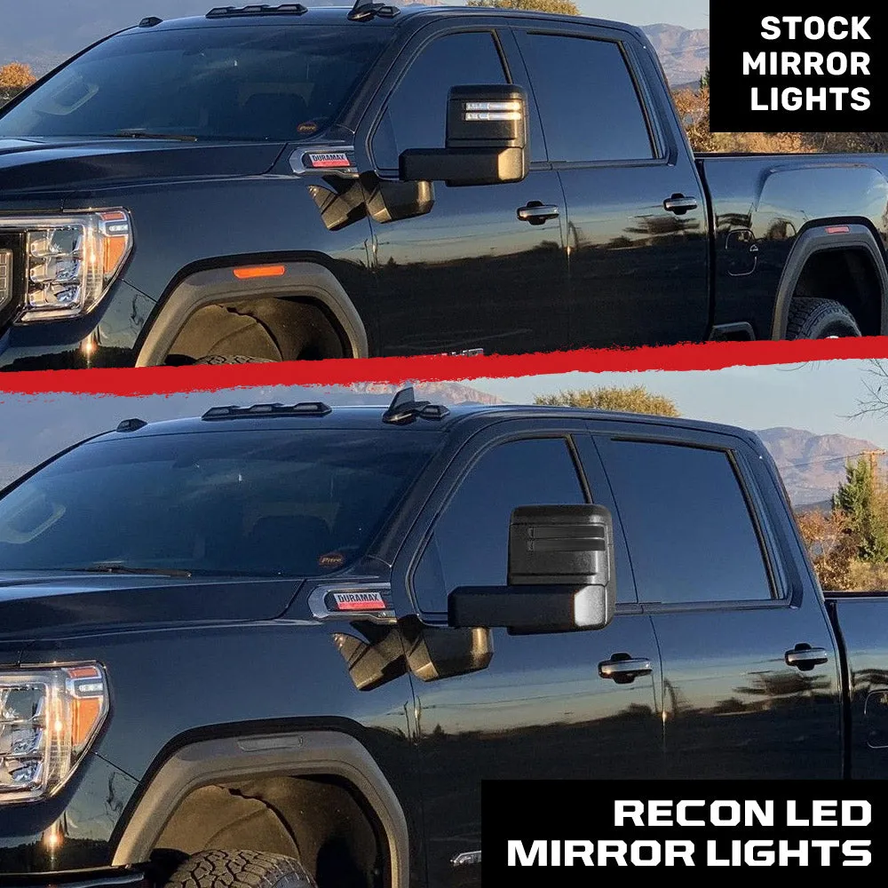Chevy/GMC 20-25 Silverado & Sierra Side Mirror LED Lenses White or Amber DRL & Scanning Amber Turn Signals - Smoked Lens product image