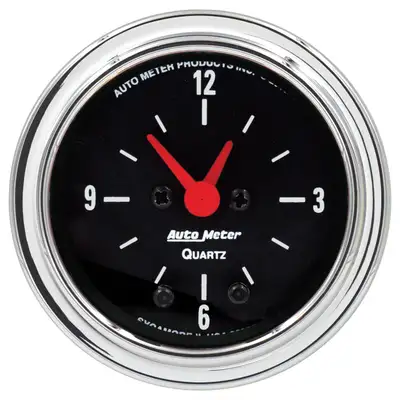 AutoMeter Gauge, Clock, 2 1/16", 12Hr, Analog, Traditional Chrome