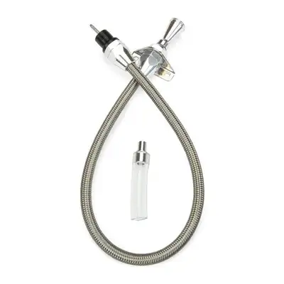 Lokar Hi-Tech Flexible Braided Transmission Dipstick; 24 in.; Firewall Mount; Incl. Flexible Inner Dipstick/Funnel Adapter/Braided Stainless Outer Housing; Stainless Steel Finish;