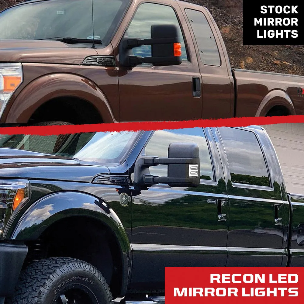 Ford 08-16 F250f350 Superduty Side Mirror Lenses 2-Piece Set w Ultra High-Power Amber Oled Running Lights Ultra High-Power Amber Scanning Oled Turn Signals - Smoked Lens product image