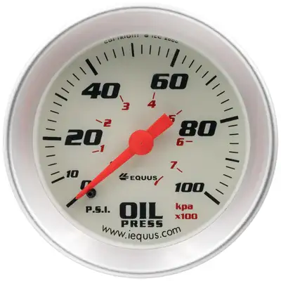Equus 2.0 Dia Oil Pressure Gauge Silver 0-100psi
