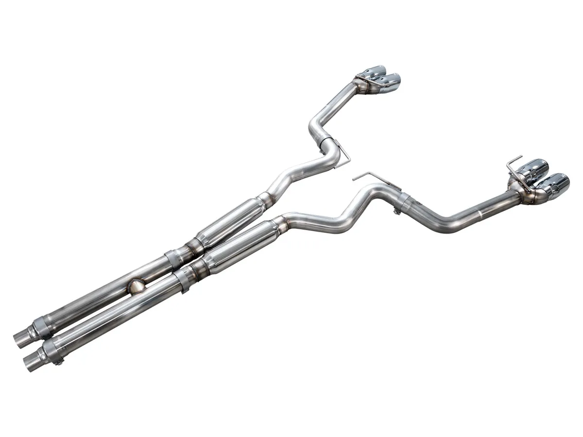 AWE Touring Edition Cat-back Exhaust for the '18-'23 S550 Mustang GT - Quad Chrome Silver Tips product image