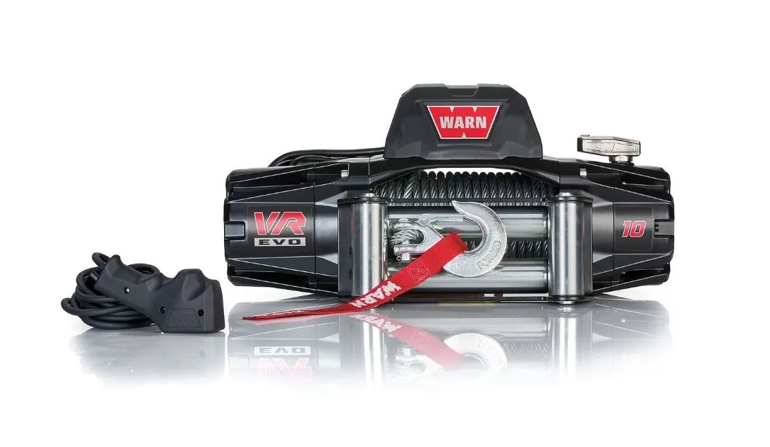 WARN - Vehicle Mounted; Vehicle Recovery Winch; 12 Volt Electric; 10000 Pound Line Pull Capacity; 94 Foot Wire Rope; Hawse Fairlead; Wired Remote; Planetary product image