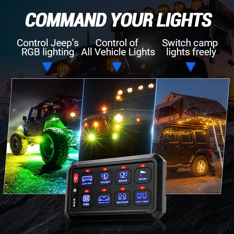 4 Control Modes Universal 8 Gang RGB Switch Panel for Off-Road & Jeep product image