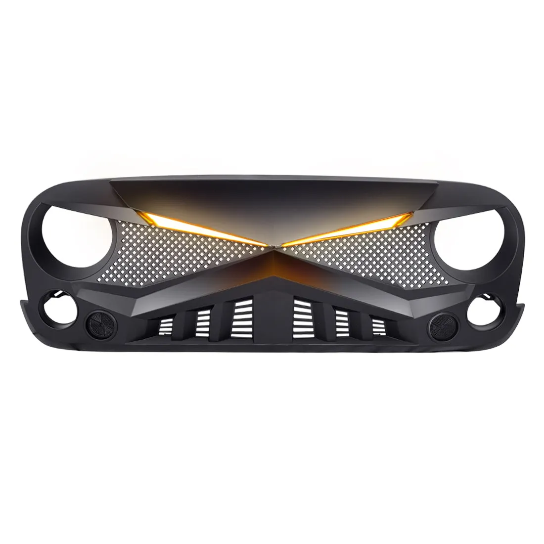 Hawke Grille W/ DRL Turn Signal Lights - Matte Black For 07-18 Jeep Wrangler JK product image