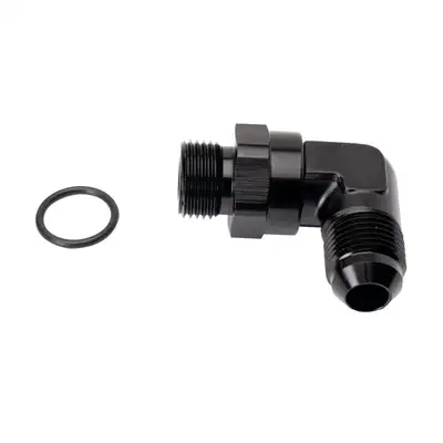 Fleece Performance Fleece Performance -8AN Male To 3/4"-16 O-Ring Male 90 Degree Black Anodized Adapter Fitting