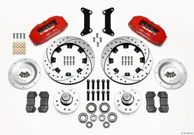 Wilwood Brakes Wilwood DP6A Front Hub Kit 12.19in Drilled Red 79-87 GM inGin Body