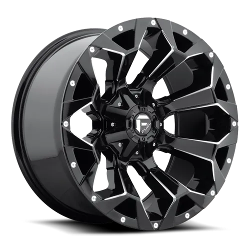Aluminum Wheels 17X9 Assault D576 5 On 114.3/5 On 127 Gloss Black/Milled 78.1 Bore -12 Offset 8 Spoke Fuel Off Road Wheels product image