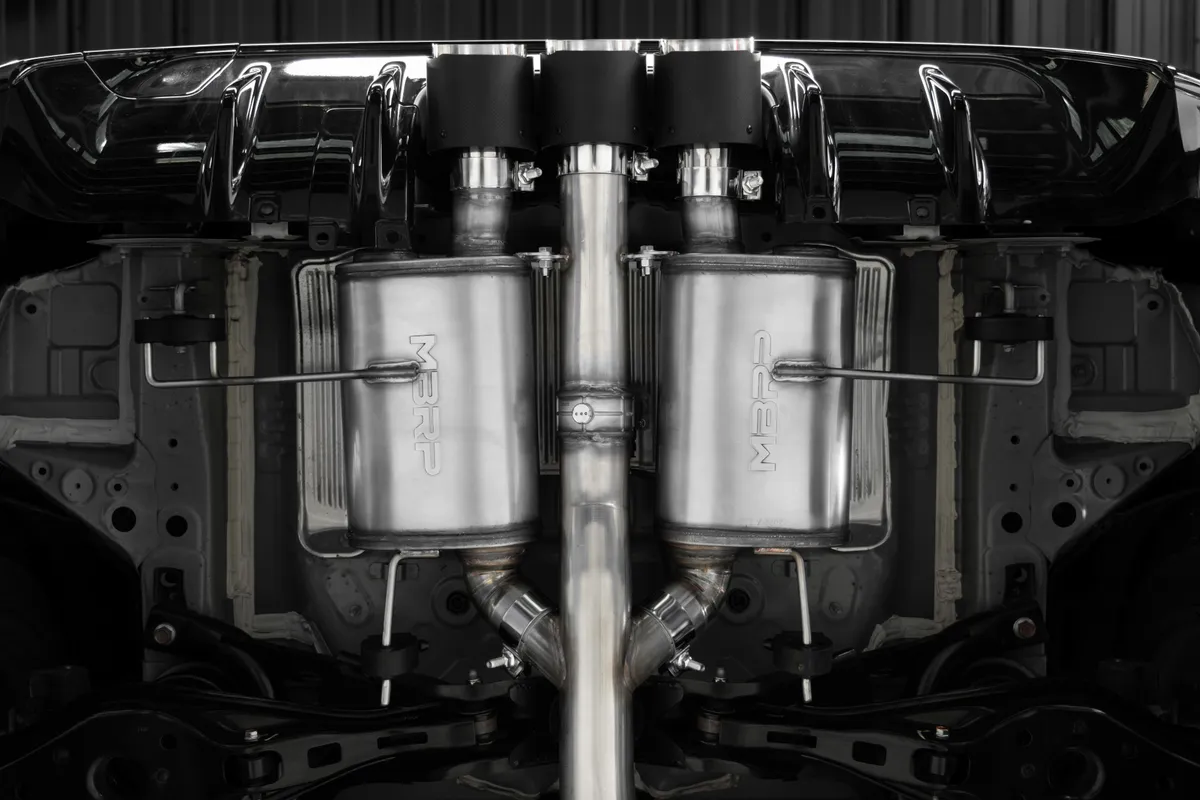 23-Up Honda Civic Type R 2.0L 3 Inch Cat-Back Exhaust System Armor Pro T304 Stainless Steel Triple Center Outlet with Carbon Fiber Tips Active Exhaust MBRP product image