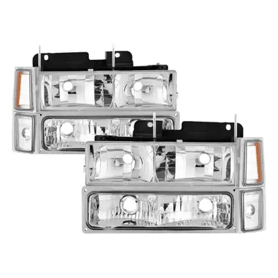 Spyder Auto XTune Headlights; w/Corner And Parking Lights; 8 pc. Set; Chrome; Not Compatible w/Seal Beam Headlight;