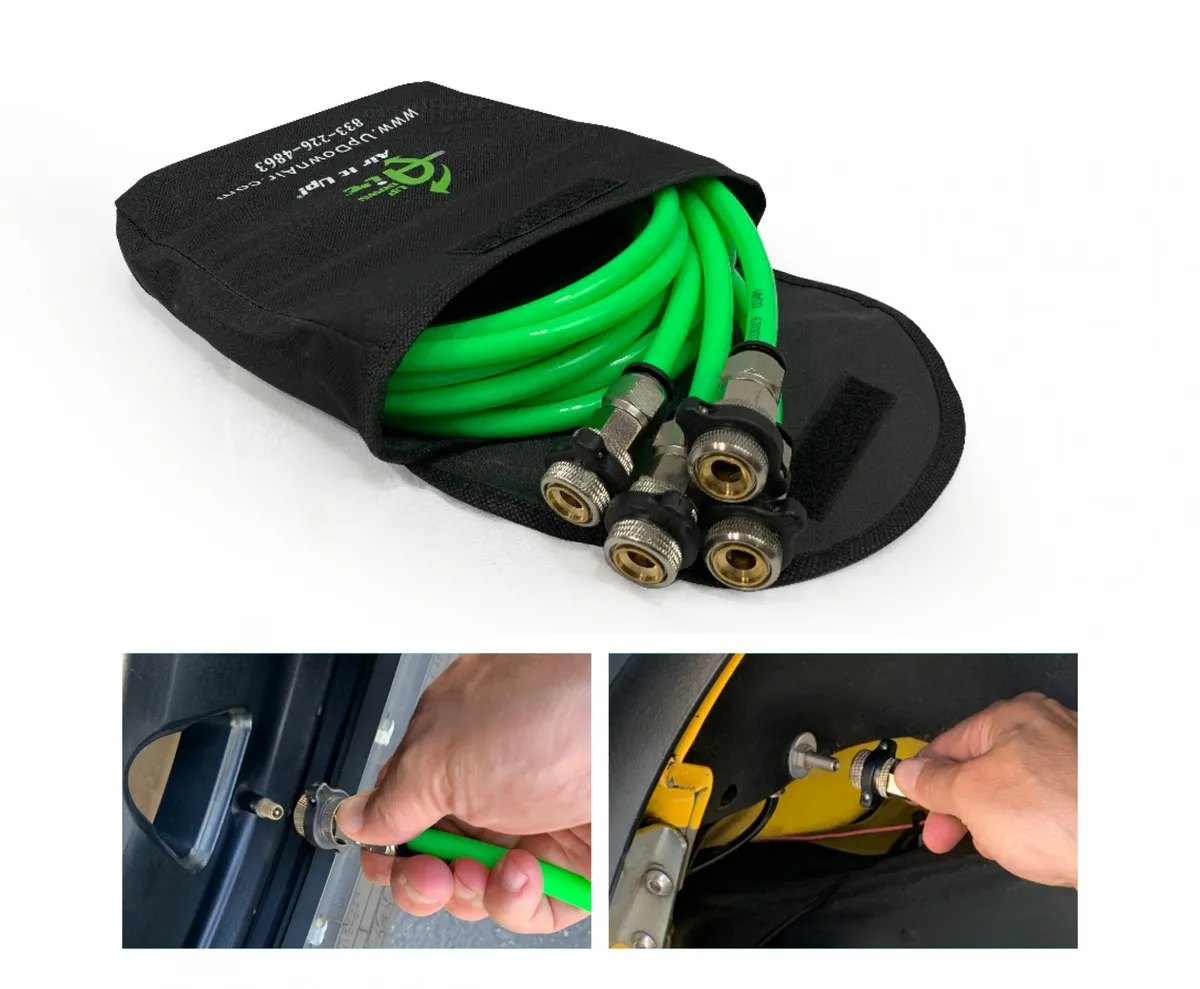 Jeep JK Tire Inflator System 4 Tire For 07-18 Wrangler JK W/Engine Mount With Box, Fittings, Hoses and Storage Bag Black UP Down Air product image