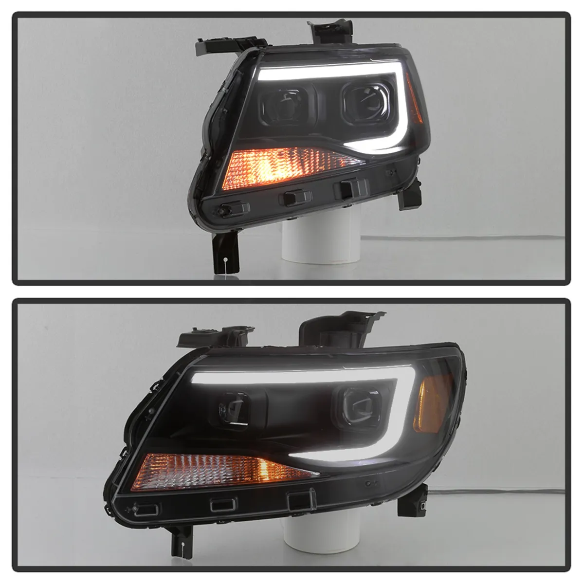 XTune DRL Light Bar Projector Headlights; Halogen Models Only; Not Compatible w/Xenon/HID Model; Black Smoked; product image