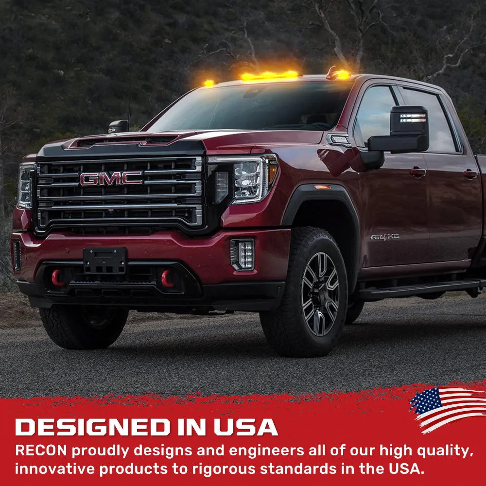 Gmc Chevy 20-23 4th Gen Body Style Heavy-Duty 3-Piece Set Amber Cab Roof Light Lens With 2-Way Forward Rear Facing Amber Ultra High-Power Leds - Includes Complete Wiring Kit For Installation on Truck That Did Not Come With OEM Installed Cab Roof product image