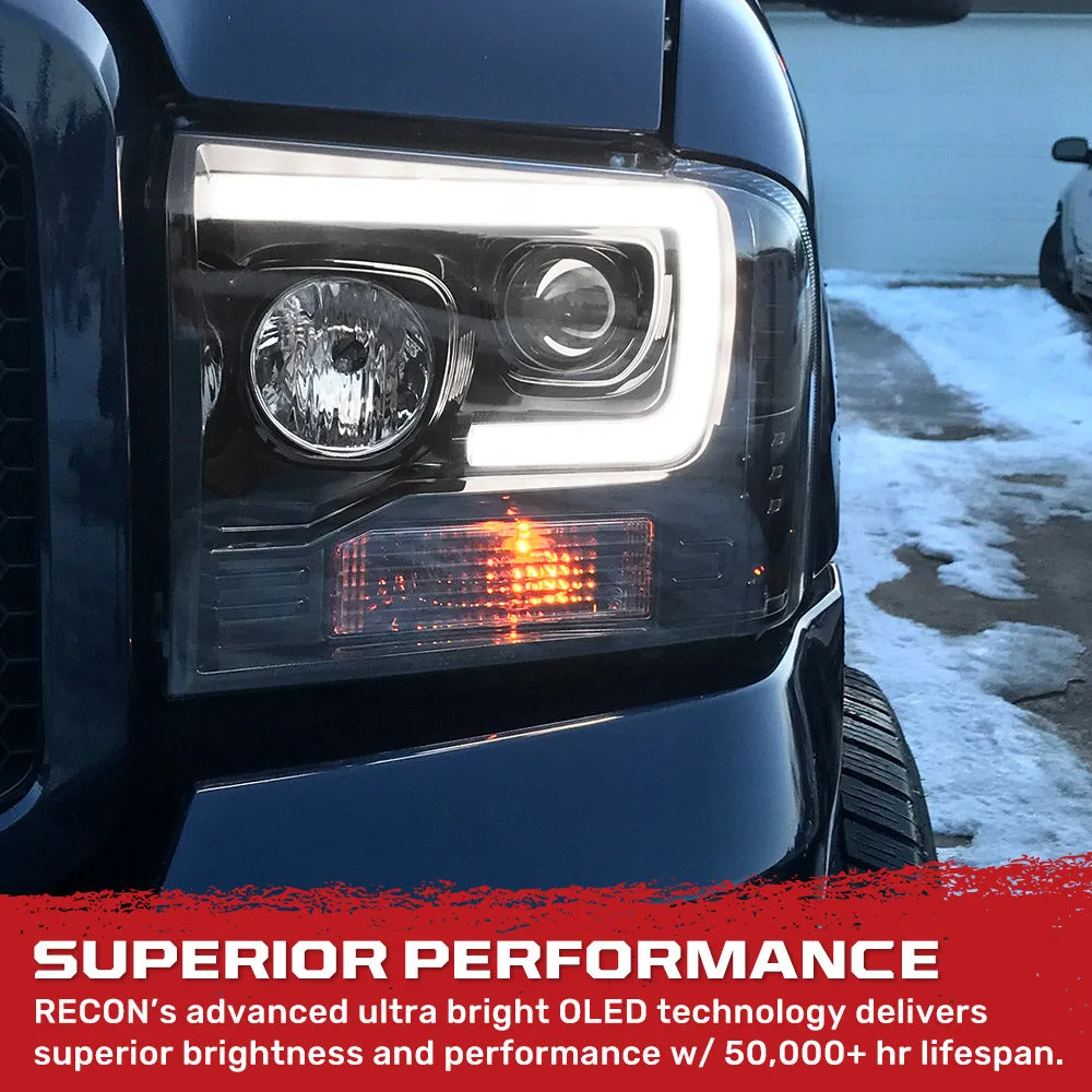 Ford Superduty 05-07 F250f350f450f550 Projector Headlights w Ultra High Power Smooth Oled Halos And DRL - Smoked b product image