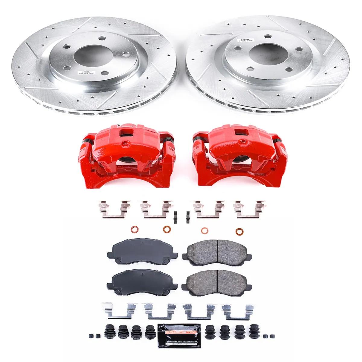 Z23 Evolution Sport Upgrade Kit: Drilled/Slotted Rotors; Carbon-Fiber Ceramic Pads; Powder Coated Calipers product image